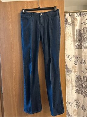 Michael Kors Dark Blue Denim Skirt with Gold Logo Plate